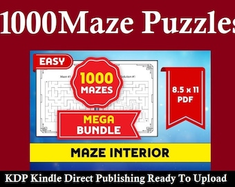1000 Easy Mazes Puzzle - Mega Bundle Pack - Commercial Use Licence - KDP Kindle Direct Publishing Ready To Upload - Printable Pdf