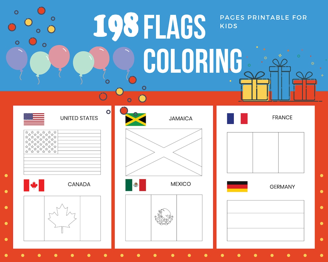 Flags Coloring Pages Printable for Kids PDF File US Letter Etsy Flags Coloring Pages Printable for Kids PDF File US Letter Etsy