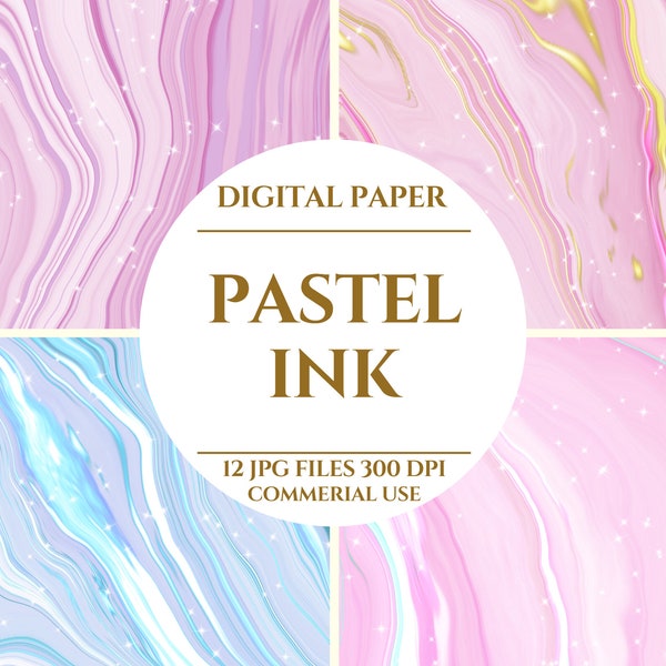 Pastel Ink Digital Paper, pastel Pink and Purple, pastel Decorations, pastel Birthday, Commercial Use, Digital Download