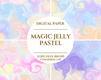 Magic Jelly Pastel Digital Paper, Dreamy Jelly Pastels Digital Paper, Soft Pastel Watercolor, Sparkly Jelly Seamless, Descarga digital