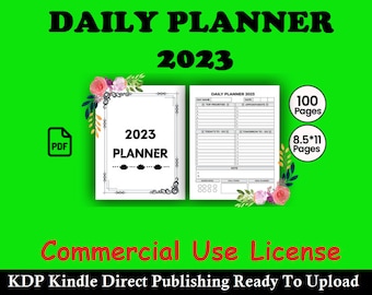 AGENDA DIARIA 2023 / Planificador / Paquete de interiores KDP / Interiores de libros de bajo contenido para kdp