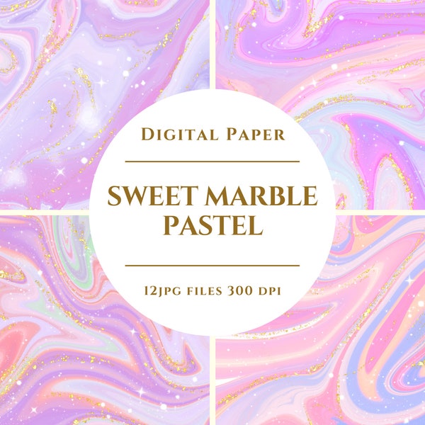 Sweet Marble Pastel Digital Paper, Watercolor Background printable paper, Colorful Illustration, Digital Download for commercial use