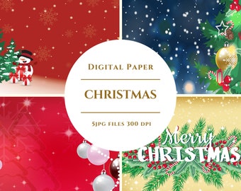 Christmas Digital Paper, frozen digital, snowflake backgrounds, seamless snowflake with glitter, Red and Green Scrapbook Digital Download