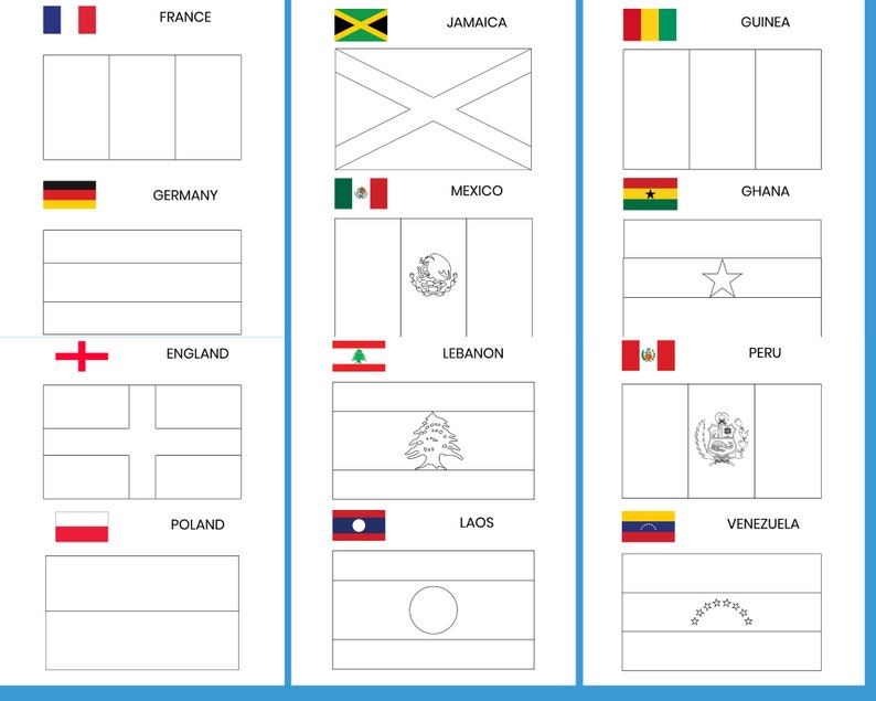 Flags Coloring Pages Printable for Kids PDF File US Letter Instant Download KDP Coloring Book for Kids 画像 2