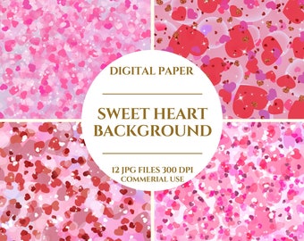 Sweet Heart Digital Paper, Sweet Love Background Designs, Charming Heart Desktop Backgrounds, Lovely Heart, Heart Shaped, Digital Download