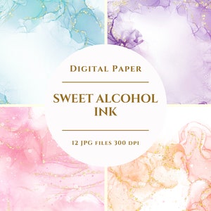 Sweet Alcohol Ink Digital Paper, Alcohol Ink Clipart, Watercolor Background, Watercolor, Colorful Illustration, Digital Download