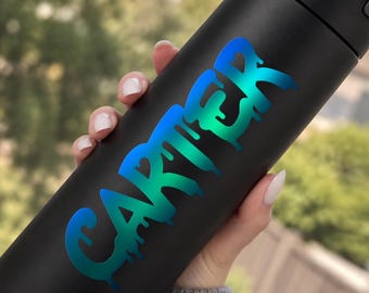 Cut out name sticker, water bottle sticker, graffiti, paint drip