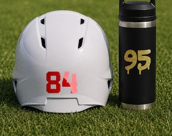 2" jersey number decal, helmet numbers, team numbers stickers
