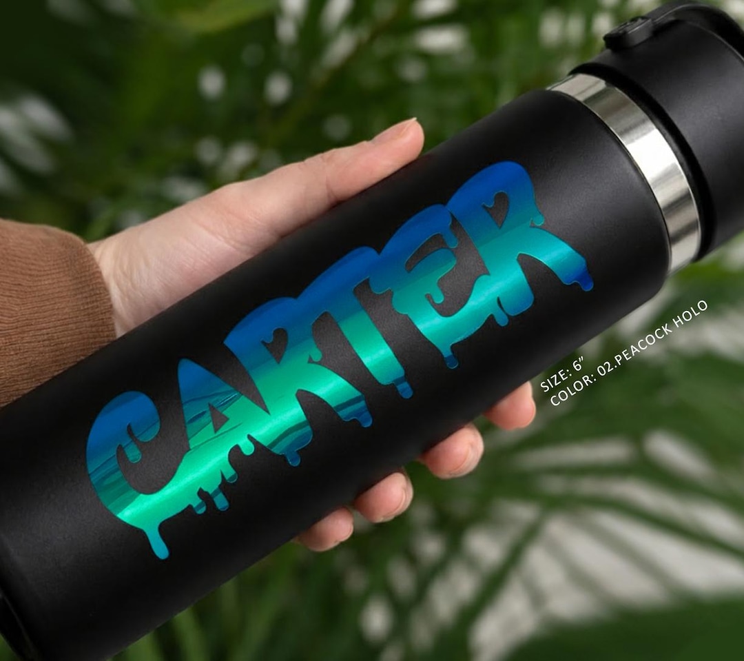 Cut out name sticker, water bottle sticker, graffiti, paint drip