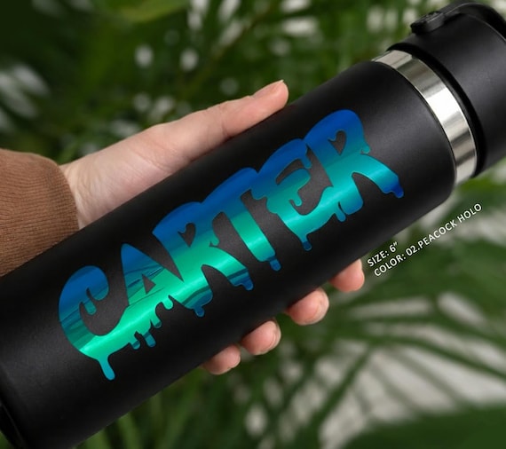 Cut out name sticker, water bottle sticker, graffiti, paint drip