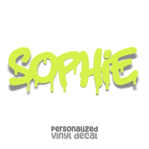 Solid Colors Glossy and Matte - Custom Vinyl Decal - Personalized Names or Words - Paint Drip - Sophie