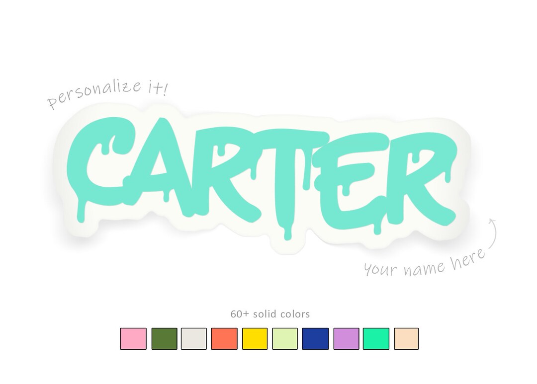 Custom Name Vinyl Sticker Decal Solid Colors Personalized Etsy