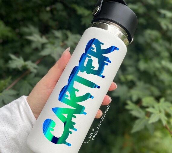 Cut out name sticker, water bottle sticker, graffiti, paint drip