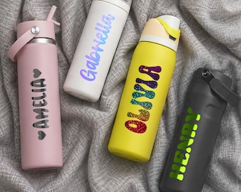 Water bottle name sticker 5" - Choose a font - Holographic, glitter, glow in the dark stickers