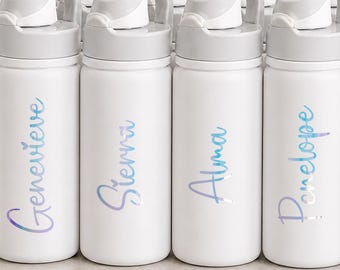 Uniform height Party water bottle name up to 5". Choose a font - Holographic, glitter, party favor
