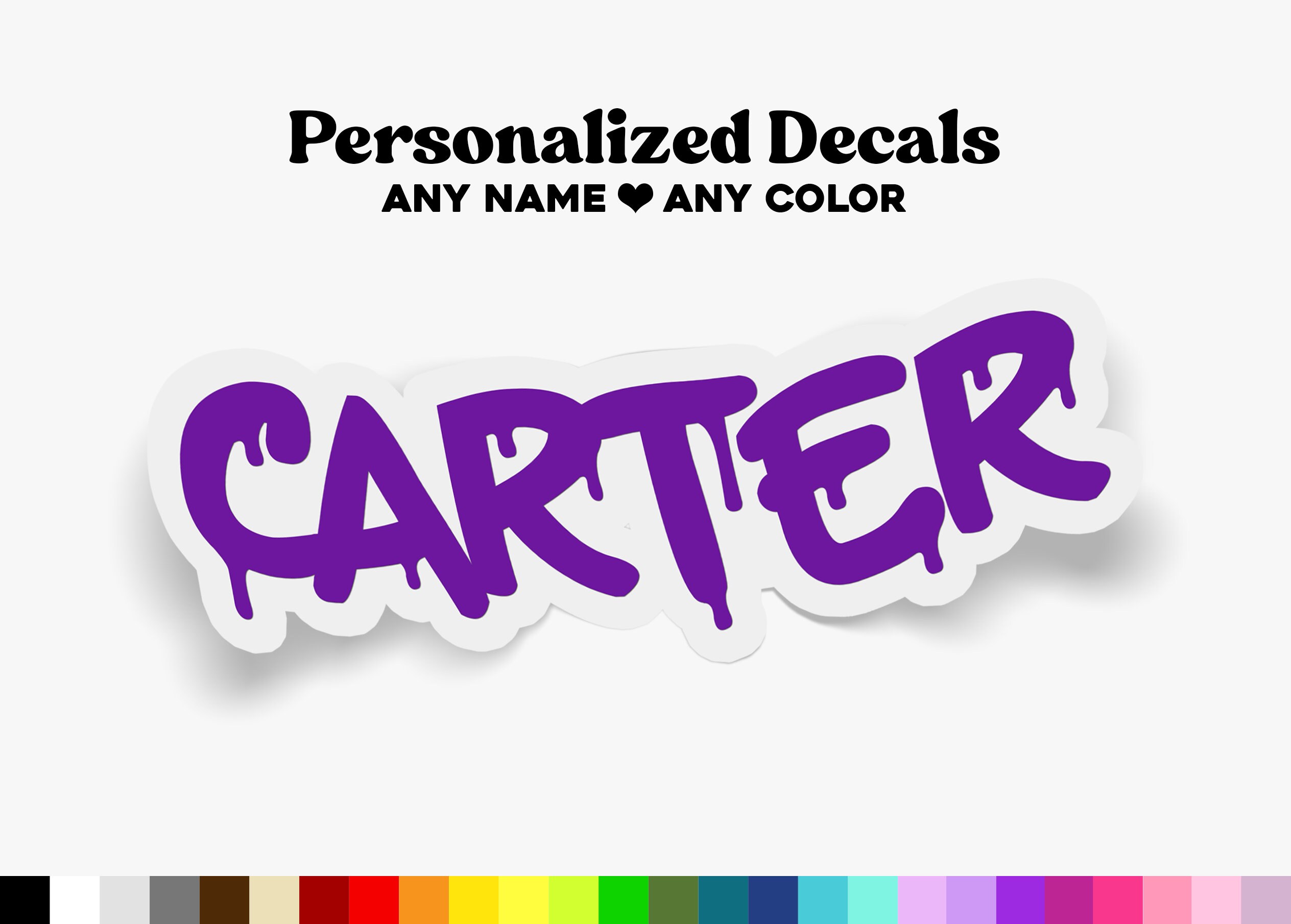 Custom Name Vinyl Sticker Decal Solid Colors Personalized Etsy