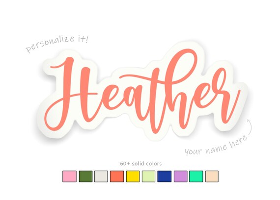 Name with Heart Cutout Vinyl Sticker Decal - Script Name Decal - Custo