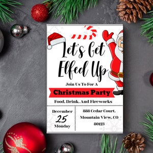 Let’s Get Elfed Up Christmas Party Invites | Holiday Invite Digital Download | Editable Invitation Instant Download | Christmas Party Invite