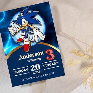 Editable sonic birthday invitation card, sonic the hedgehog birthday invitation, sonic birthday invitation instant download