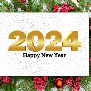 Carte Happy New Year en téléchargement numérique | Bonne année 2024 | Carte de voeux de nouvel an | Carte de vœux personnalisée