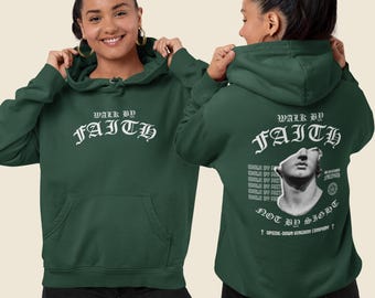 Walk By Faith Hoodie, Christian Bible Verse, Spiritual Design