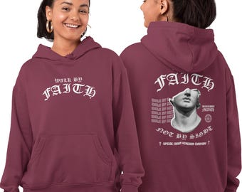 Walk By Faith Hoodie, Christian Bible Verse, Spiritual Design