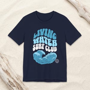 T-shirt Living Water Surf Club, T-shirt Christian Beach Faith, Jesus Ocean Apparel
