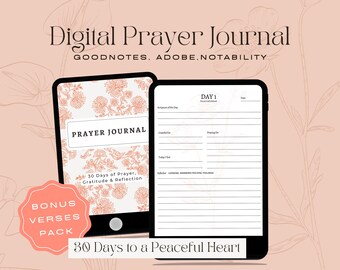 Women's Prayer Journal | 30-Day Gratitude Reflection, Bible Study (PDF)