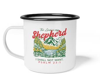 Christian Enamel Camp Cup, Christian Coffee Mug, Faith Camp Mug, Inspirational Enamel Mug, Bible Verse Camp Mug, Bible Quote Mug, Retreat