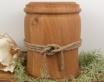 Wild Oak Wood Cremation Urn, Biodegradable Ash Box with Cord
