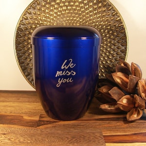 Biodegradable Urn we miss you Urn for Funeral Ashes Ash Box Cremation Urn Keepsake Cremation Urn blue Handmade Urn Box for Burial