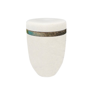 Urn white with golden stripe Biodegradable Urn Shell Limestone Urn Cremation Urn Funeral Urns Eco-friendly Box for Burial Keepsake Memorial