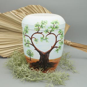 Funeral Urn Hand-painted Cremation Urn Handmade Urn with a Tree Box for Burial Personalised Urn for Funeral Ashes Customized Urn Heart