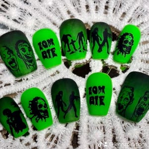Halloweenpers op nagels | zombienagels | spookachtige nagels | Korte kist / klaar voor verzending