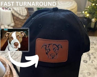 Dog Mom Custom Pet Cat Dog Hat with Leather Patch on Front - Makes a great dog lover gift - Dog Dad Gift