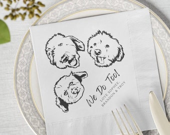 Personalized Pet Portrait Cocktail Napkins - PERFECT for Weddings and Special Occasions! Custom Personalized Pet Portrait Cocktail Napkins!