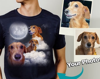 Funny Personalized Space Theme Cat Dog Portrait T-Shirt - Unique Pet Lover - Custom Pet Portrait - OUT THIS WORLD!