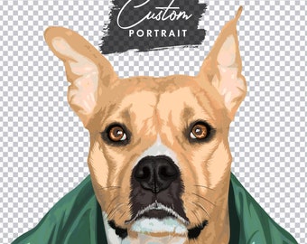 Custom DIGITAL Pet Portrait - Custom Pet Portrait Digital Art Commission Pet Memorial Gift Custom Portrait Illustration (Basic Illustration)