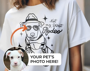 Kundenspezifisches Rodeo Südliches kundenspezifisches Vintages Haustier-T-Shirt - personalisiert mit Ihrem eigenen Hunde- oder Katzenporträt - macht das perfekte Cowboy Südliche HAUSTIER-GESCHENK