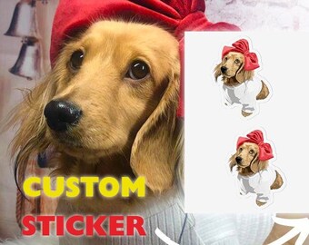 Custom Drawing Dog Pet Cat Holiday Fun Sticker Sheets - 4 Stickers Per Sheet - USA MADE