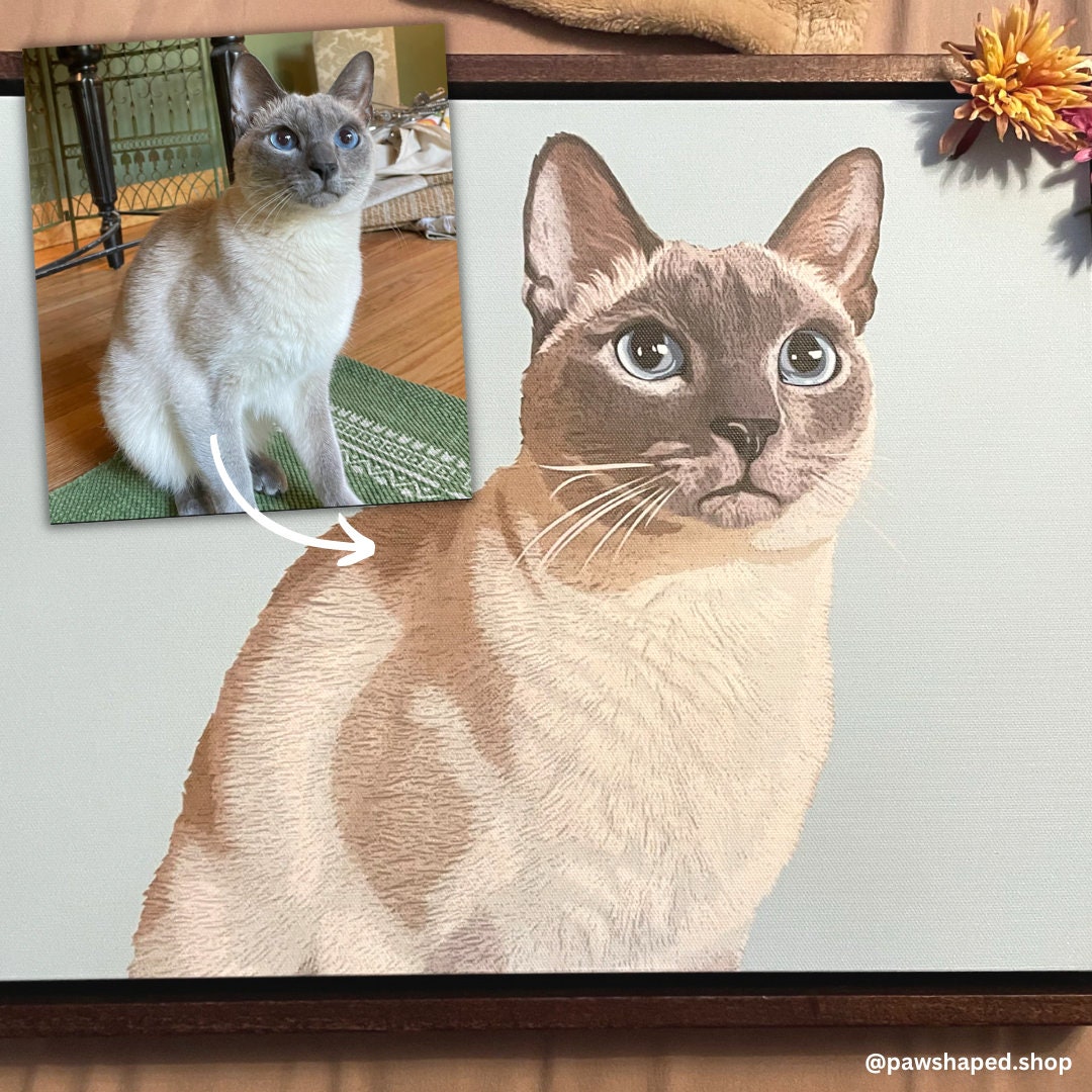 CUSTOM DOG Cat CANVAS, Pet Wood Canvas Art, Dog Cartoon Canvas, Dog Portrait From Photo, Gift