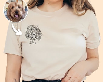 Custom Pet Portrait Tee Custom Pet Outline Pet TEE | Personalized Outline Dog Cat Drawing - Makes the perfect pet lover gift