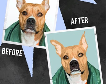 Digital art commission pet - Custom portrait for your dog - Pet canvas custom pet portrait - Pet Loss Custom Gift