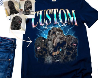 Turn Your Pet into a Hip Hop Star: Custom Vintage Portrait Tee Custom Retro Vintage Rap Hip-Hop Pet TEE | Personalized Bootleg Rap Tee Gift