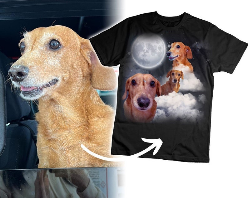 Custom PET PORTRAIT SHIRT | Dog Lovers Shirt, Dog Dad Shirt, Dog Mama Tee Unisex Ultra Cotton Tee Moon Space Majestic Gift