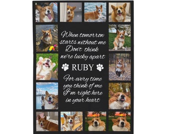 Personalized Pet Memorial Fleece Blanket Pet Loss Keepsake, Custom Pet Photo Collage, Condolence Sympathy Gift, Secret Dog Loss Gift