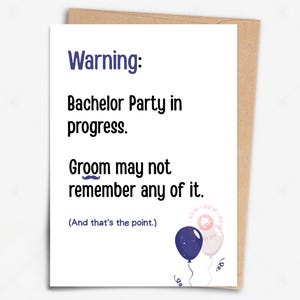 Grappige vrijgezellenfeest kaart eigenzinnige bruidegom cadeau vrijgezellenweekend afdrukbare digitale download bruidegom waarschuwingskaart feest decor grappige bruiloft kaart