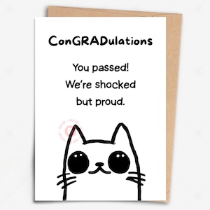 Carte drôle de remise des diplômes - « Félicitations, vous avez réussi ! | Téléchargement numérique | de remise des diplômes de chat | Carte de félicitations imprimable |  Carte numérique