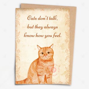 Carte de sympathie imprimable pour chat | Carte de soutien émotionnel pour les amoureux des chats | Carte de protection contre la perte d'un animal de compagnie pour les propriétaires de chats | Chat aquarelle imprimable | Carte numérique