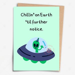 imprimable Alien drôle | Carte d'anniversaire OVNI imprimable |  Carte extraterrestre drôle pour collègue |  Carte de voeux extraterrestre | Carte de voeux humour